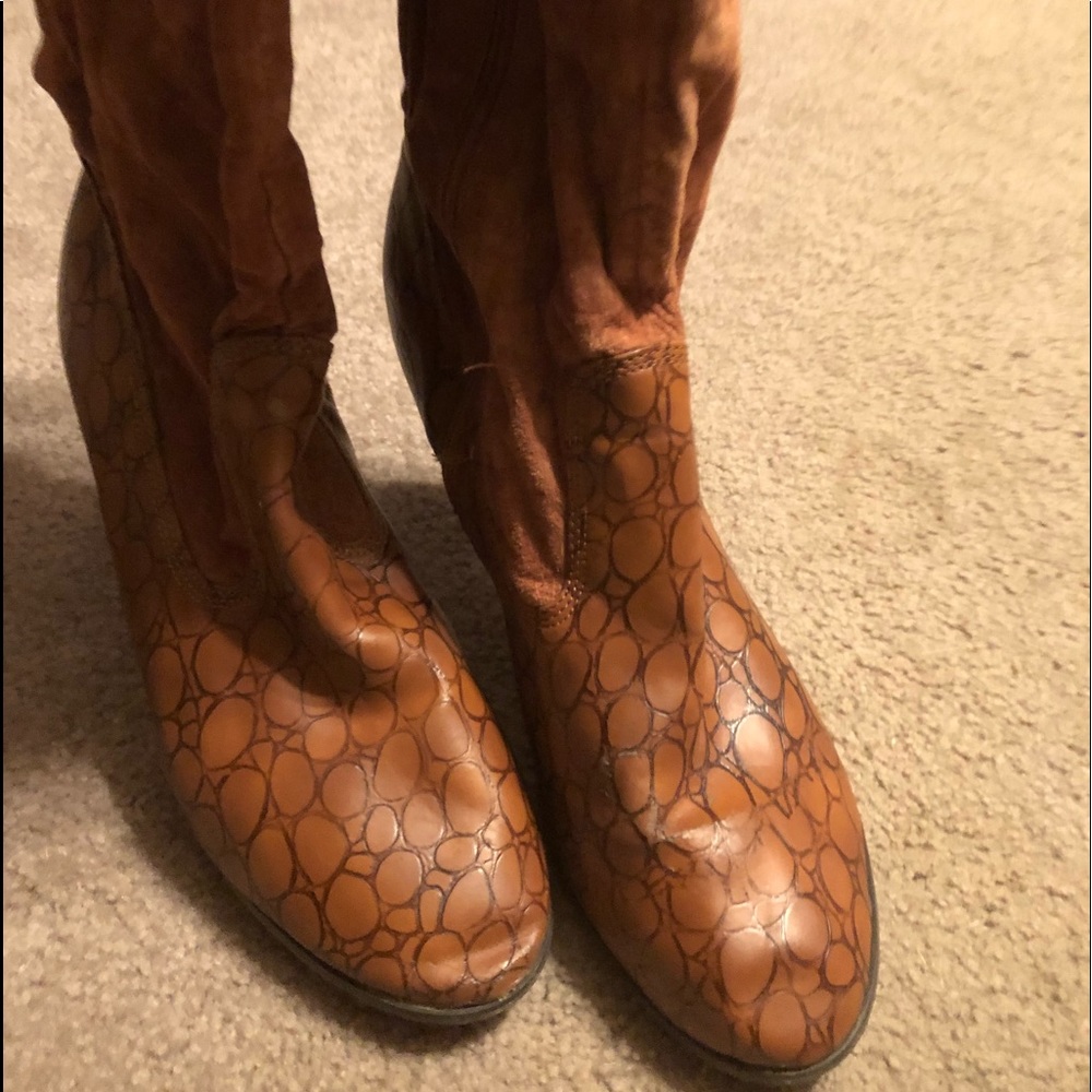 High heel knee high boots